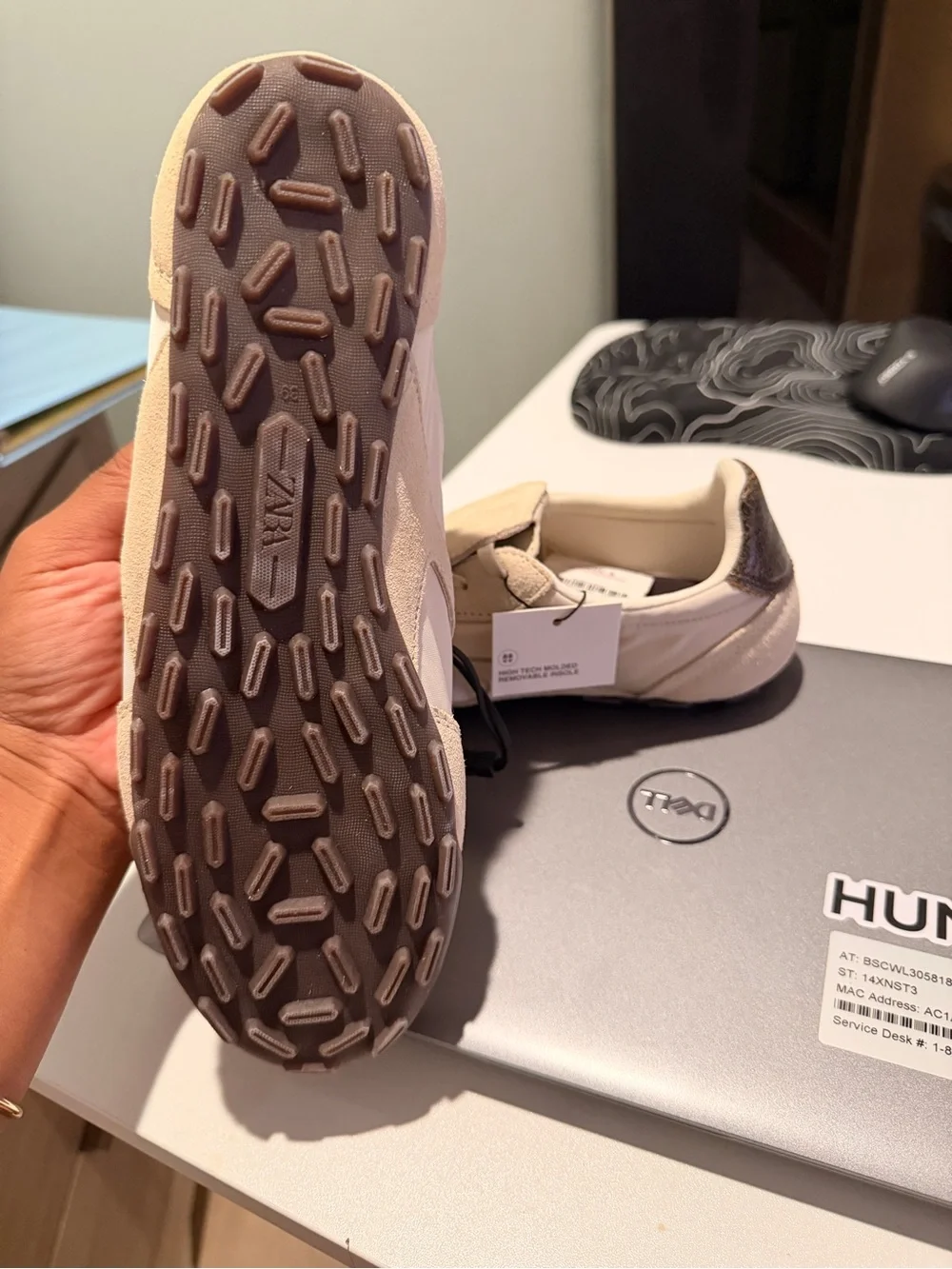 ZARA Women’s Beige Suede-Trim Sneakers - Picture 3 of 6
